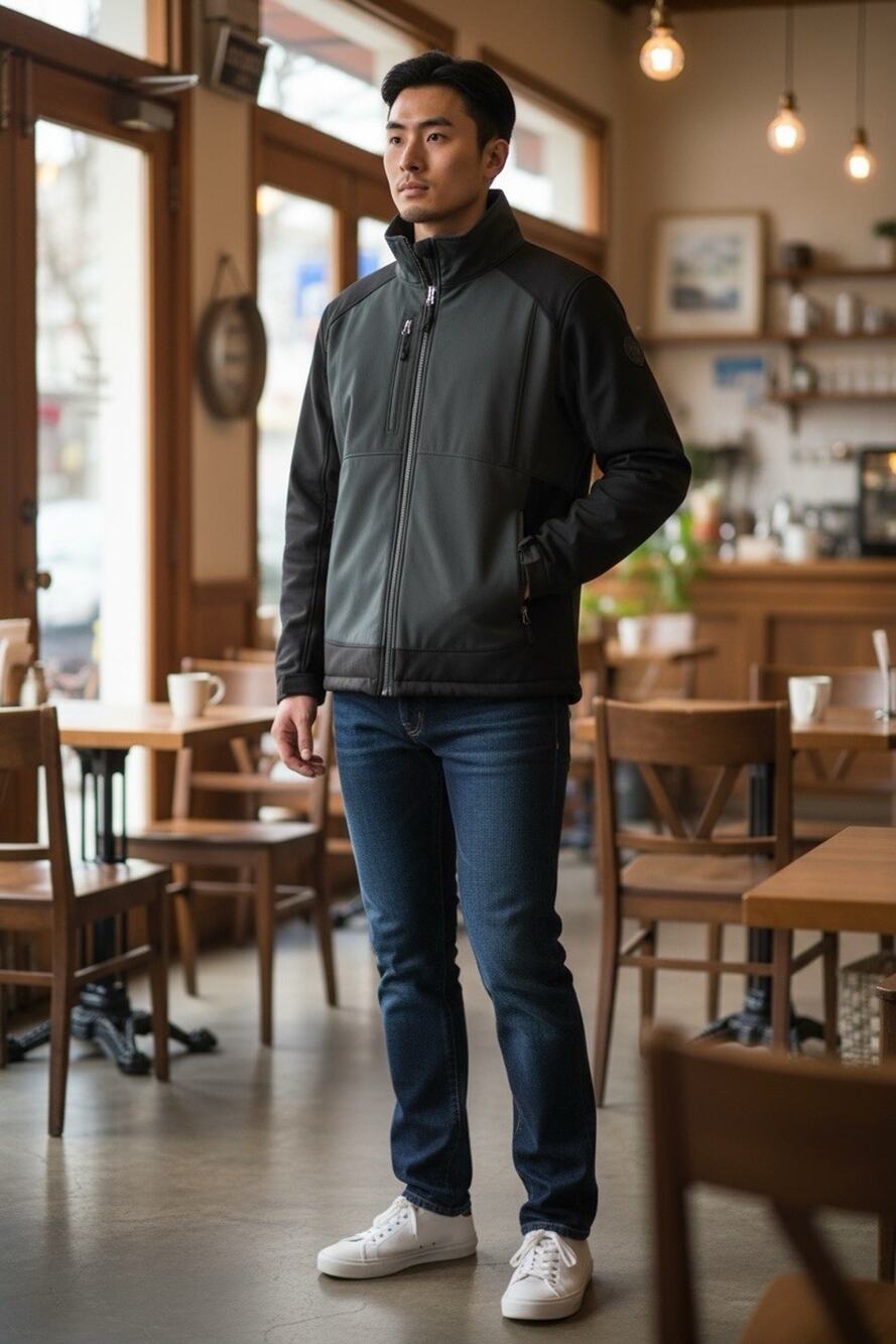 Black Gray Gravel Gear Mens Insulated Soft Shell Jacket Size X-Large